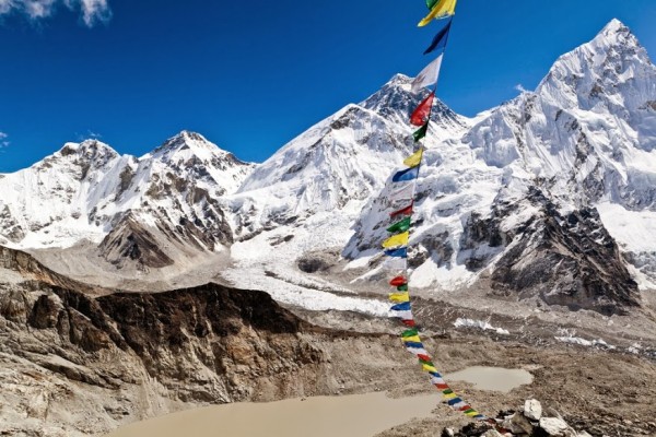 View of Mount Everest Summit in Himalaya Mountains