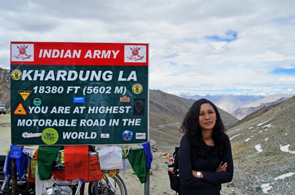 Ann Urmann at Top of Khardung La