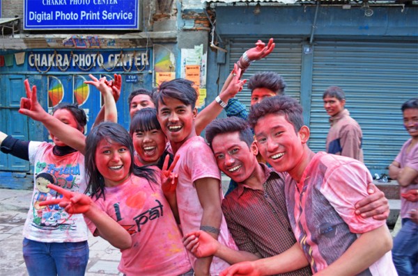 Kids Playing Holi - Nepal