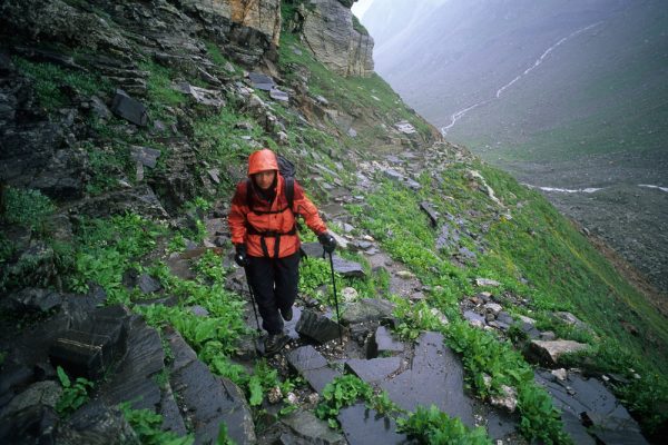 Hiking Woman in Hampta Pass - Kullu India