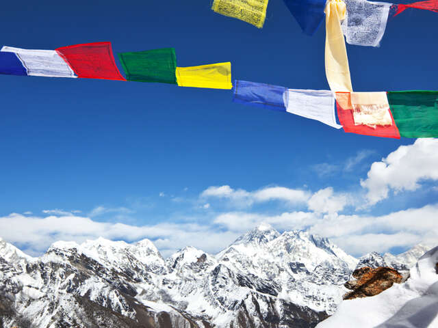 Prayer flags on a Himalayan trail