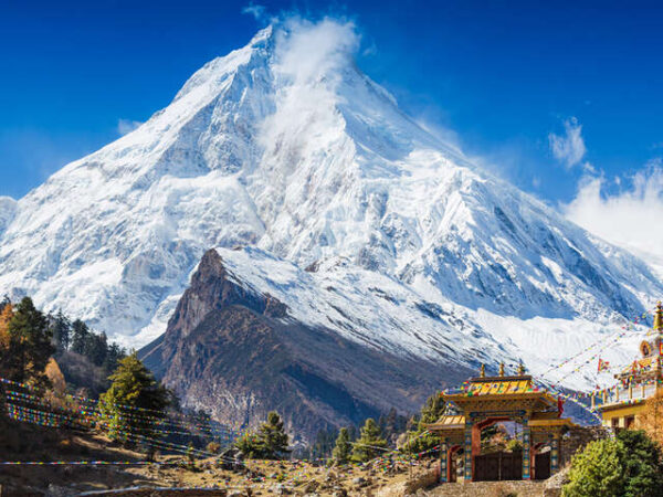 Mount Manaslu and the surrounding Himalayas