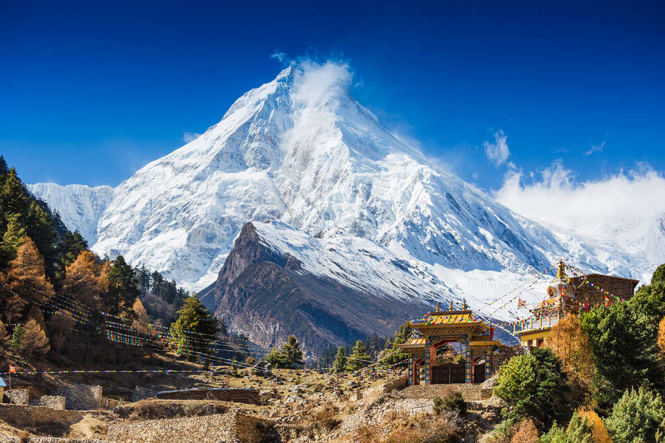 Mount Manaslu in the Himalayas of Nepal