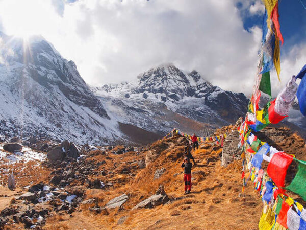 Tibetan prayer flags in the Annapurna region