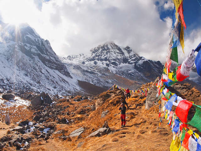 Tibetan prayer flags in the Annapurna region
