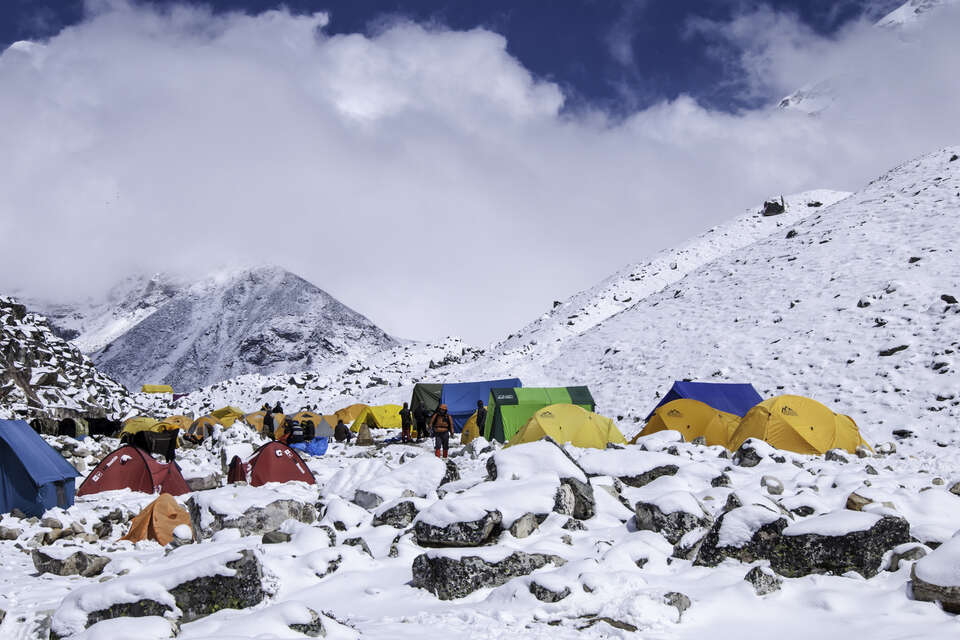 Island Peak base camp in the Chhukung valley, Everest region
