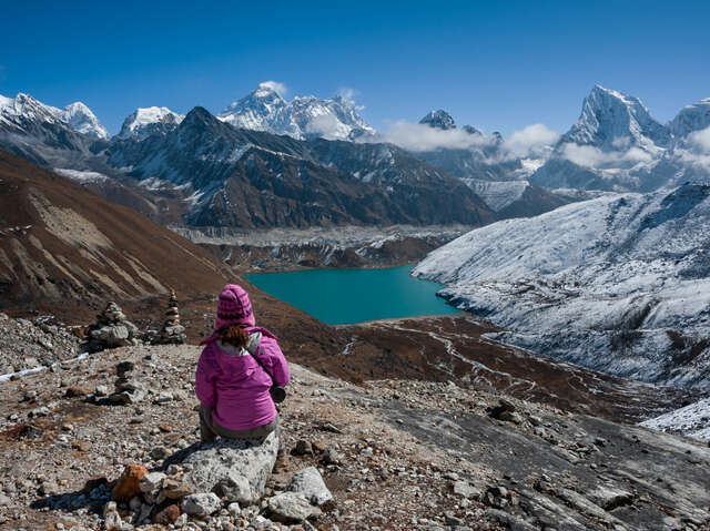 Mount Everest and Gokyo Lake from Renjo La