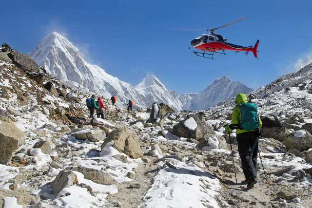 Trekkers Hiking Toward Everest Base Camp